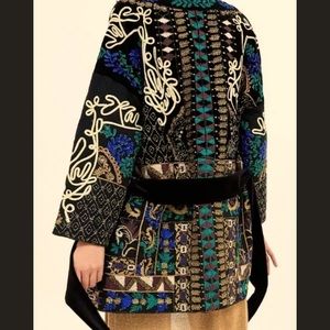 Zara black velvet embroidered heavy kimono